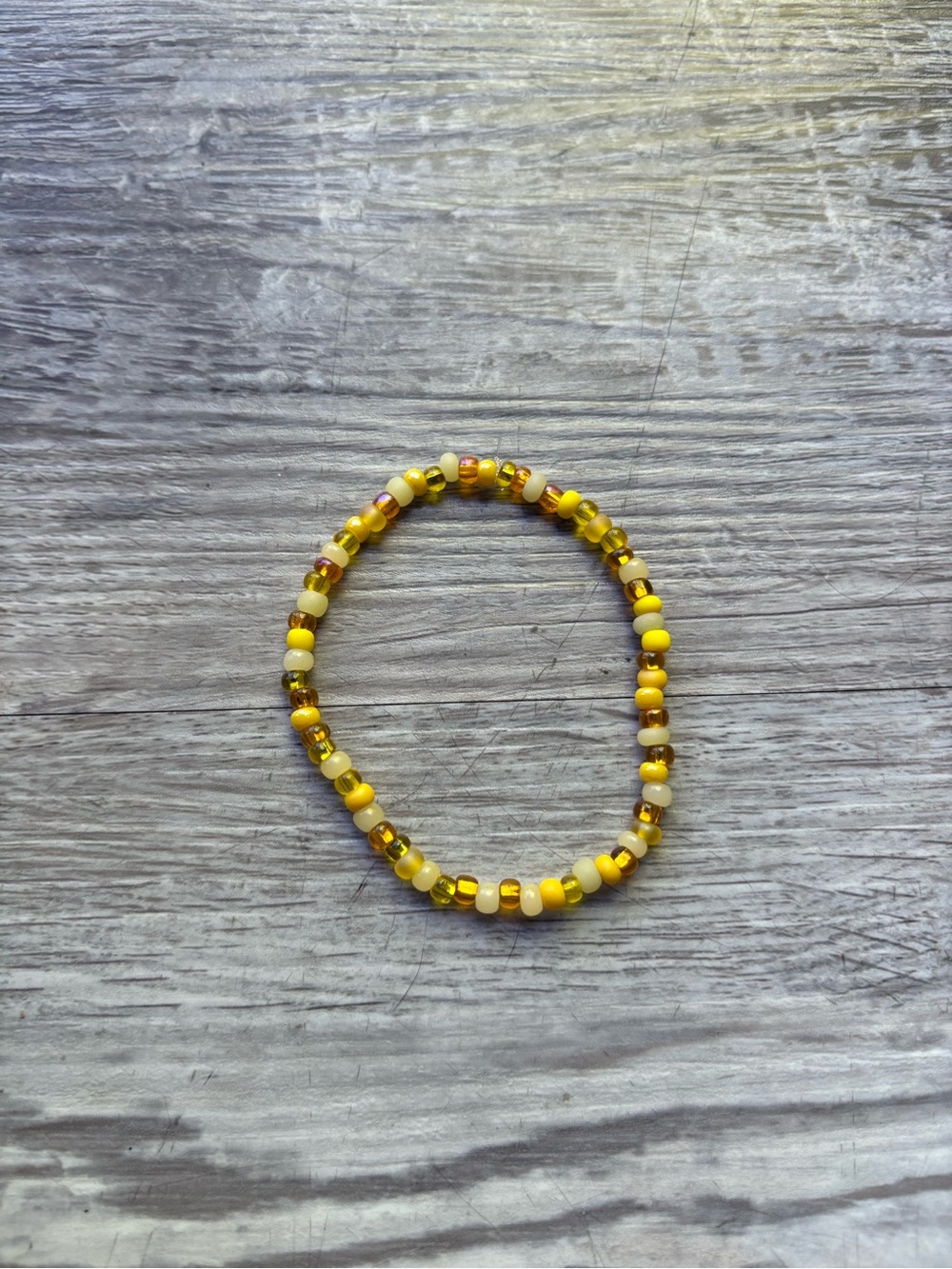 Handmade by me Yellow Beaded Stretch Bracelet